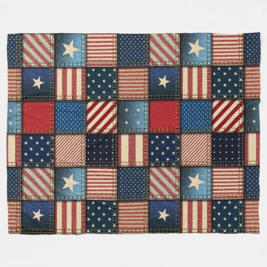 Large Americana Patchwork Image Fleecedecke (Vorderseite (Horizontal))