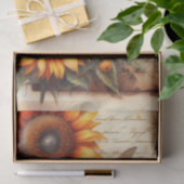 Large and Small Sunflowers with Bees and Script Seidenpapier (Geschenk)