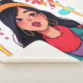 Large Autumn Girl Sherpa Blanket – Cozy Oversized  Sherpadecke (3/4)