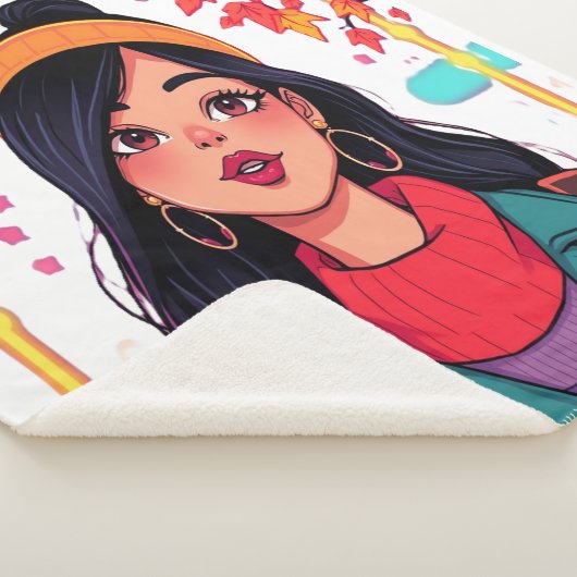 Large Autumn Girl Sherpa Blanket – Cozy Oversized Sherpadecke (3/4)