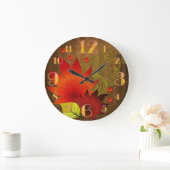 Large Autumn Leaves Wall Clock Große Wanduhr (Zuhause)
