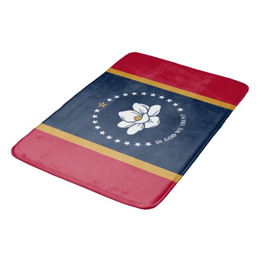 Large bath mat with flag of Mississippi, USA Badematte (Schrägansicht)