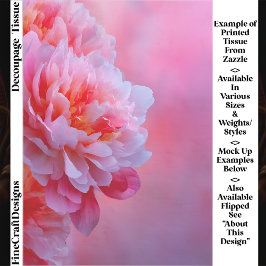 Large Beautiful Pink Peony Flower EY9L Decoupage Seidenpapier