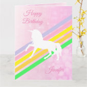 Large Birthday Girl's Unicorn Personalized Card Karte (Gelbe Blume)