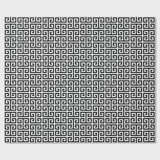 Large Black and White Greek Key Pattern Geschenkpapier (Flach)