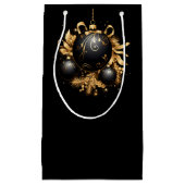 LARGE BLACK & GOLD CHRISTMAS ORNAMENT KLEINE GESCHENKTÜTE (Vorderseite)