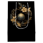 LARGE BLACK & GOLD CHRISTMAS ORNAMENT MITTLERE GESCHENKTÜTE (Rückseite)