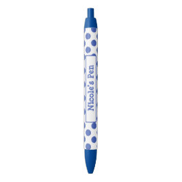 Large Blue Aqua Polka Dots Personalisiert Kugelschreiber