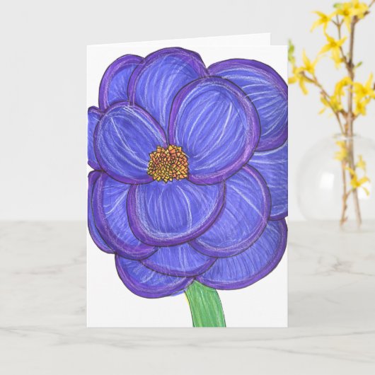 Large blue flower blank karte (Gelbe Blume)