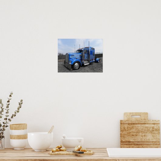 Large Blue Kenworth W900L Poster (Küche)