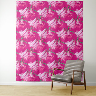 Large bright pink lily floral wedding backdrop wandteppich