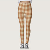 Large Brown Kariert Tartan Niedlich Leggings (Vorderseite)
