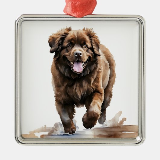 LARGE BROWN NEWFOUNDLAND HUND ORNAMENT AUS METALL (Vorne)