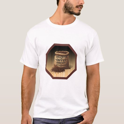 Large Burlap Bag With Label For Halfhyde Coffee Co T-Shirt (Vorderseite)