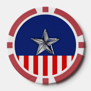 Large Chrome Like Silver Star on Colors Pokerchips