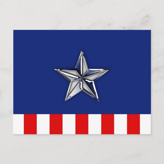 Large Chrome Like Silver Star on Colors Postkarte (Vorderseite)