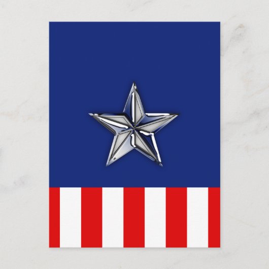 Large Chrome Like Silver Star on Colors Postkarte (Vorderseite)