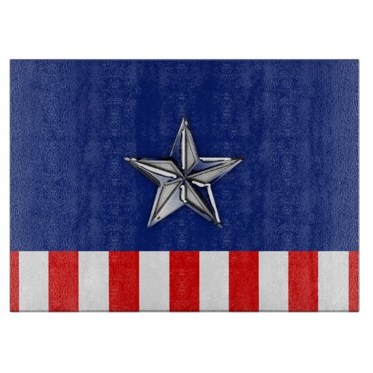 Large Chrome Like Silver Star on Colors Schneidebrett (Vorderseite)