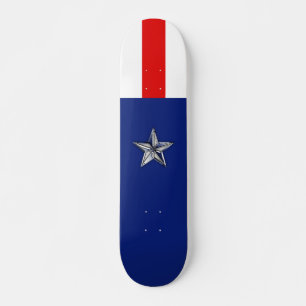Large Chrome Like Silver Star on Festive Colors Skateboard