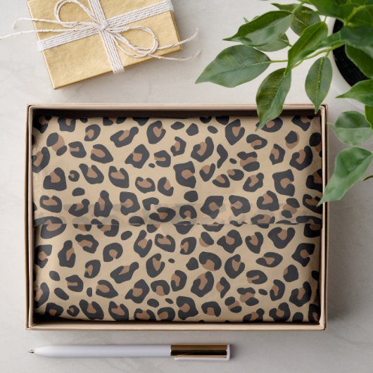 Large Classic Tan and Black Leopard Fur Spots Seidenpapier (Geschenk)