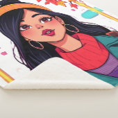 Large Cozy Autumn Girl Fleece Blanket – Oversized  Sherpadecke (3/4)