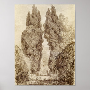 Large Cypresses at the Villa d'Este Poster