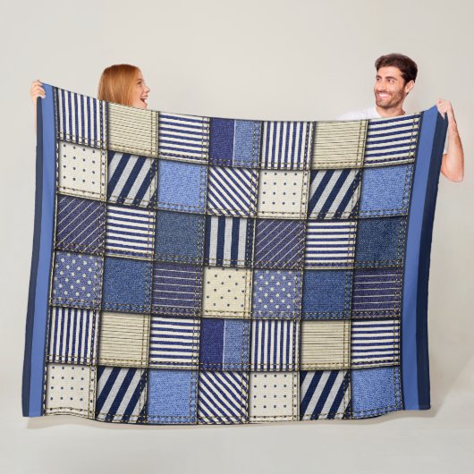 Large Denim Patchwork Image Fleecedecke (Beispiel)