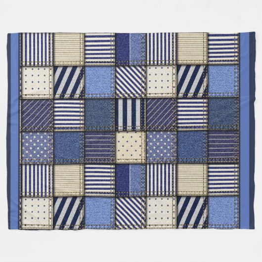 Large Denim Patchwork Image Fleecedecke (Vorderseite (Horizontal))