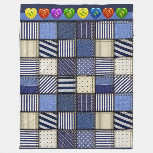 Large Denim Patchwork Image Fleecedecke (Vorderseite)
