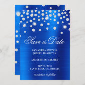 Large Diamond Confetti Royal Blue Ombre Foil Save The Date (Vorne/Hinten)
