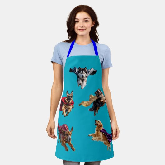 Large Dog Superhero Apron Schürze (Getragen)