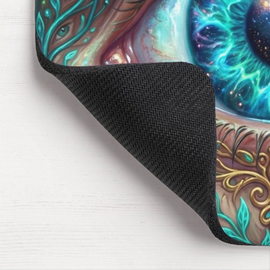 Large Electric Blue Eye In Fantasy Scene Mousepad (Ecke)