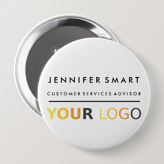 Large Employee Name Badge Custom Logo Staff Button (Vorne & Hinten)