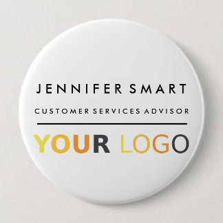 Large Employee Name Badge Custom Logo Staff Button