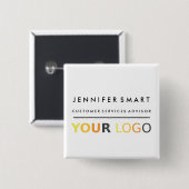 Large Employee Name Badge Custom Logo Staff Button (Vorne & Hinten)