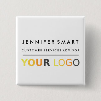 Large Employee Name Badge Custom Logo Staff Button