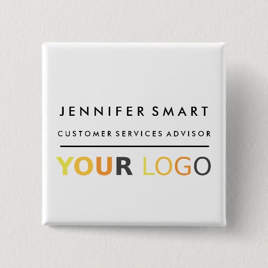 Large Employee Name Badge Custom Logo Staff Button (Vorderseite)