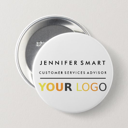Large Employee Name Badge Custom Logo Staff Button (Vorne & Hinten)