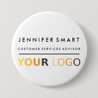 Large Employee Name Badge Custom Logo Staff Button