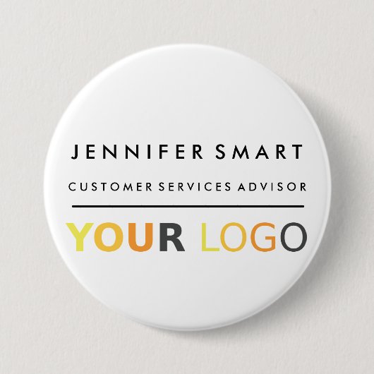 Large Employee Name Badge Custom Logo Staff Button (Vorderseite)