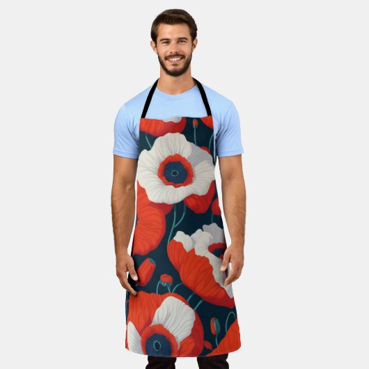 Large Floral Apron Schürze (Getragen)