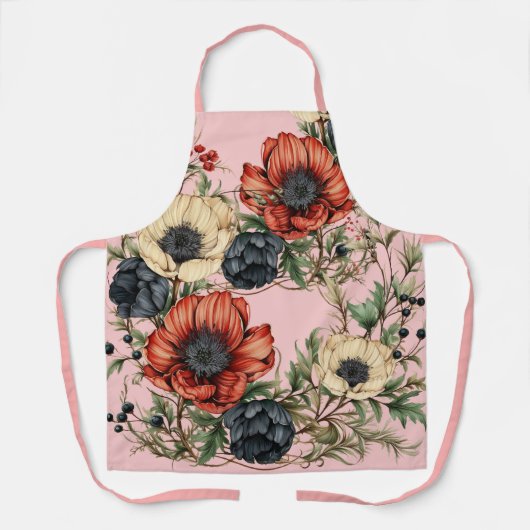 Large Florals Rich Rust, Deep Purple, Cream Schürze (Vorderseite)