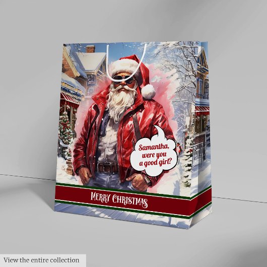 Large Gift Bag Handsome Santa Claus Keepsake Mittlere Geschenktüte