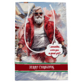 Large Gift Bag Handsome Santa Claus Keepsake Mittlere Geschenktüte (Vorderseite)