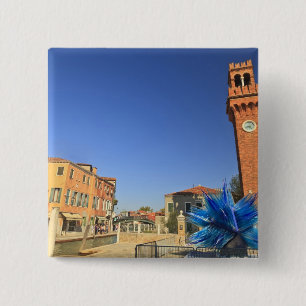 Large Glass Statue and Bell Tower, Italy Button