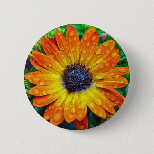 Large Golden Flower Close Up Button (Vorderseite)