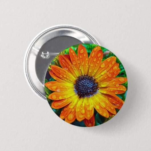 Large Golden Flower Close Up Button (Vorne & Hinten)