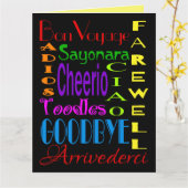 Large Goodbye Adios Cheerio 8 x 10 Farewell Card Karte (Gelbe Blume)