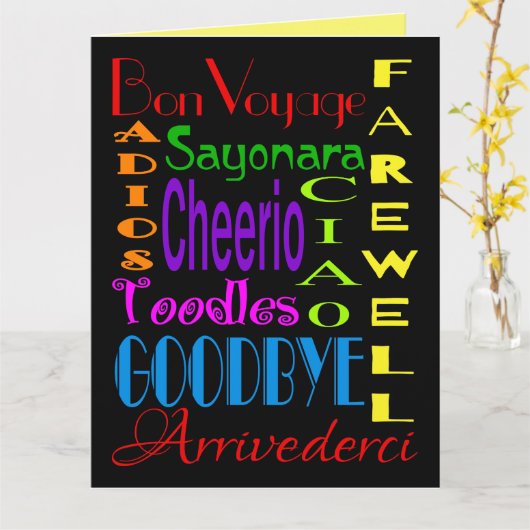 Large Goodbye Adios Cheerio 8 x 10 Farewell Card Karte (Gelbe Blume)