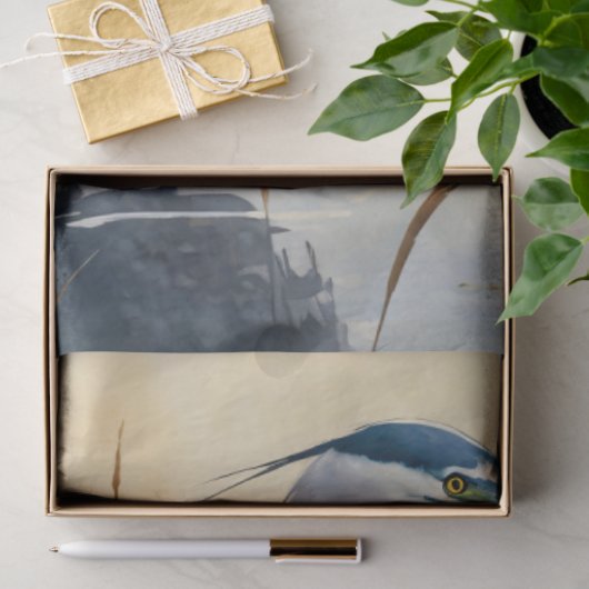 Large Great Blue Heron Decoupage Seidenpapier